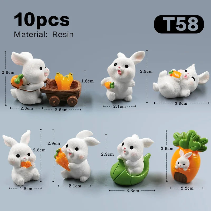 Figurine de lapin de pâques de noël, bricolage, paysage, maison, Kawaii, décor de chambre Miniature, accessoires de décoration de jardin féerique, moderne, 2025