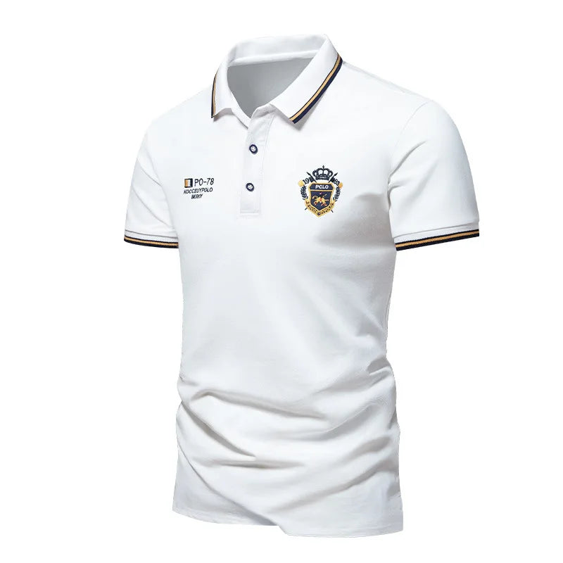 Nouveaux hommes polos brodés été à manches courtes chemise de luxe haut décontracté revers T-shirt respirant léger T-shirt Homme