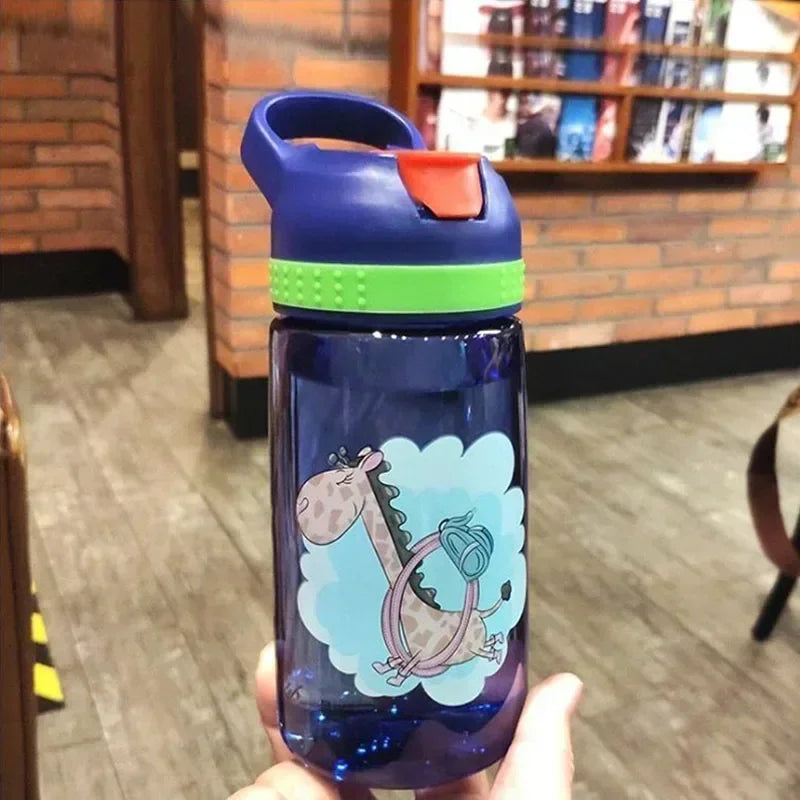 Bouteille d'eau pour enfants avec paille sans BPA, bouilloire à boire pour enfants, tasse d'école Portable en plastique sain de 480ML, tasse d'eau transparente