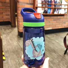 Bouteille d'eau pour enfants avec paille sans BPA, bouilloire à boire pour enfants, tasse d'école Portable en plastique sain de 480ML, tasse d'eau transparente