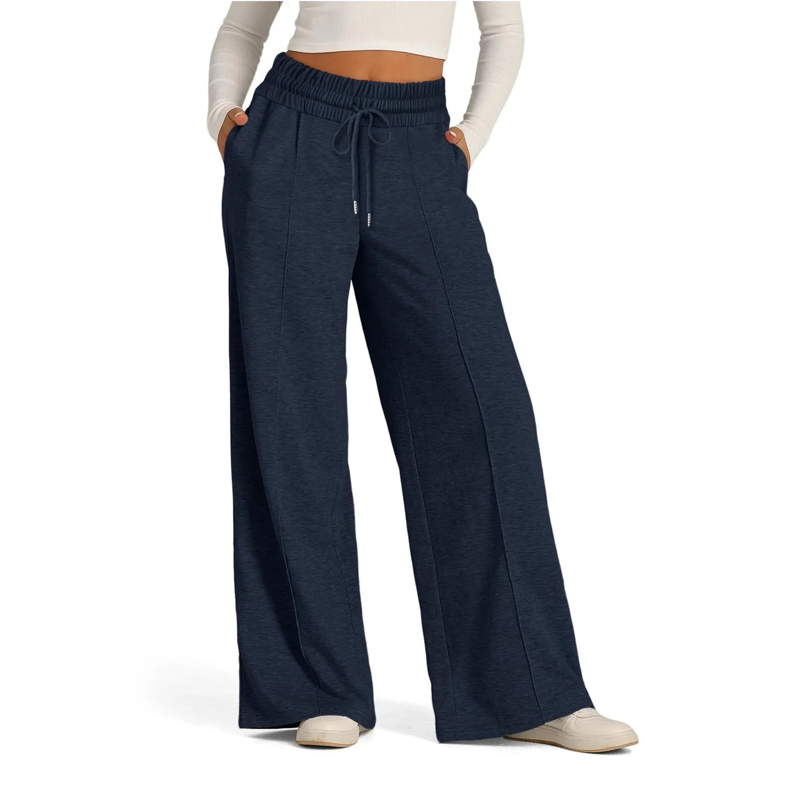 Pantalon de survêtement en polaire pour femmes, Streetwear, taille haute, ample, décontracté, droit, Sport, jambes larges, Baggy, jogging