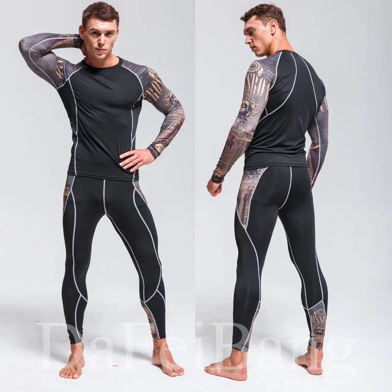 New Men's Thermal Underwear Sets, Compression Sports Suit, Sweat-Wicking, Quick-Drying Thermal Underwear, Men's Long Johns Sets