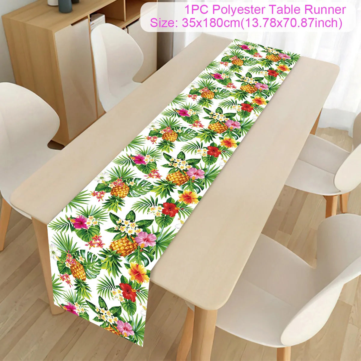 Summer Hawaiian Flower Table Runner, Flamingo Birthday Party Decor for Kids, Aloha Hawaii Tropical Party Supplies, Dining Table Decor