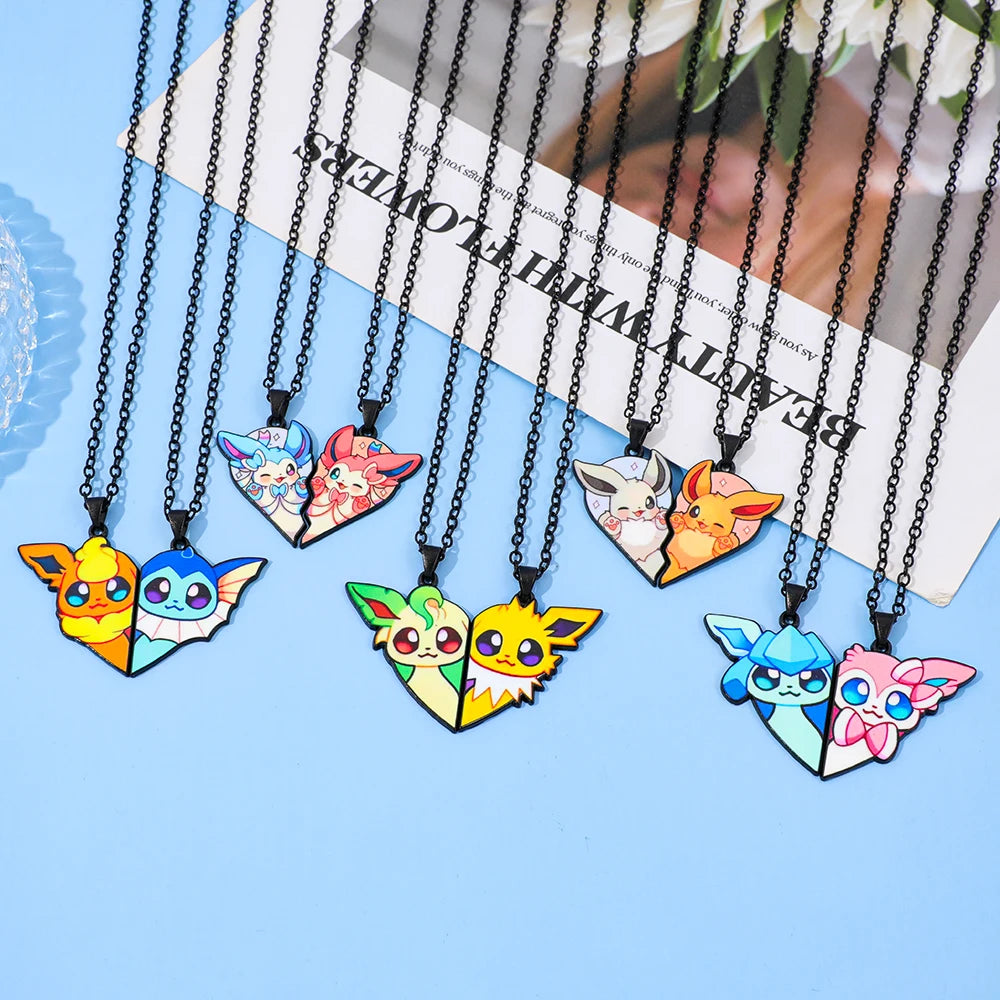 Ensemble de colliers Pokémon Eevee Evolution avec Umbreon, Espeon, Sylveon, Jolteon, pendentif Flareon, cadeau de bijoux animés pour les fans des femmes
