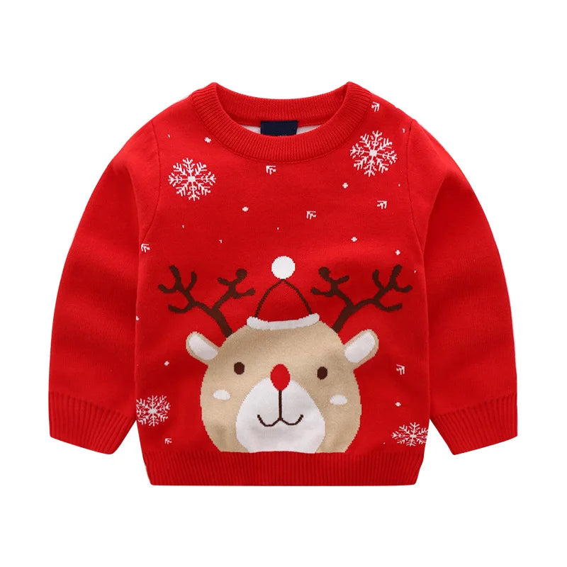 Pull imprimé de noël pour enfants, Costume du nouvel an 2025, manches longues, col rond, pulls tricotés doux et décontractés, pull chaud, haut de noël