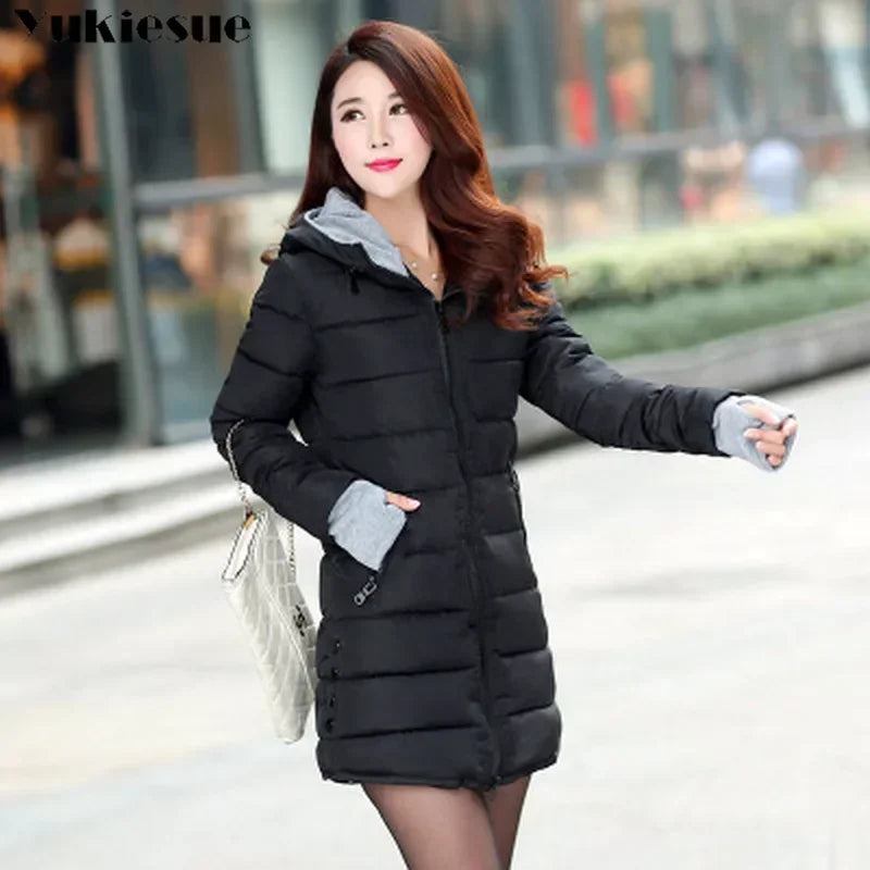 Parka épaisse en coton rembourré pour femme, veste d'hiver, manteaux, à capuche, doublure, vêtements d'extérieur, 2022