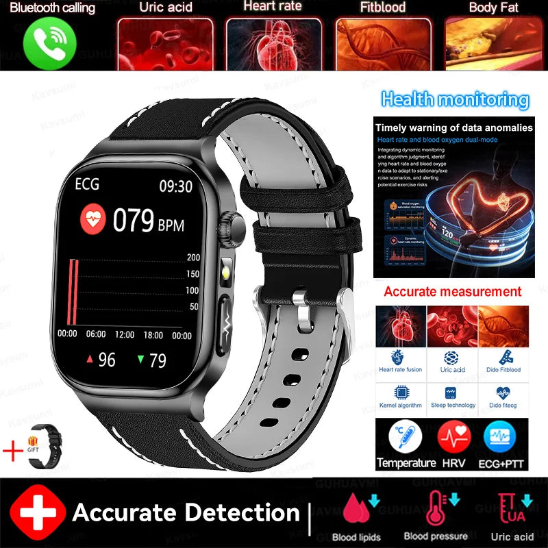 2025 nouvelle montre intelligente 2.04 pouces écran acide urique lipides sanguins composition corporelle cinq détecteurs 650mAh sport HD appel montre intelligente
