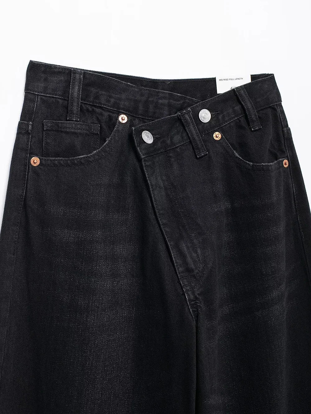 Jeans asymétriques à taille haute et à jambes larges pour femmes nouveaux modèles de base mode polyvalente pantalons droits pantalons