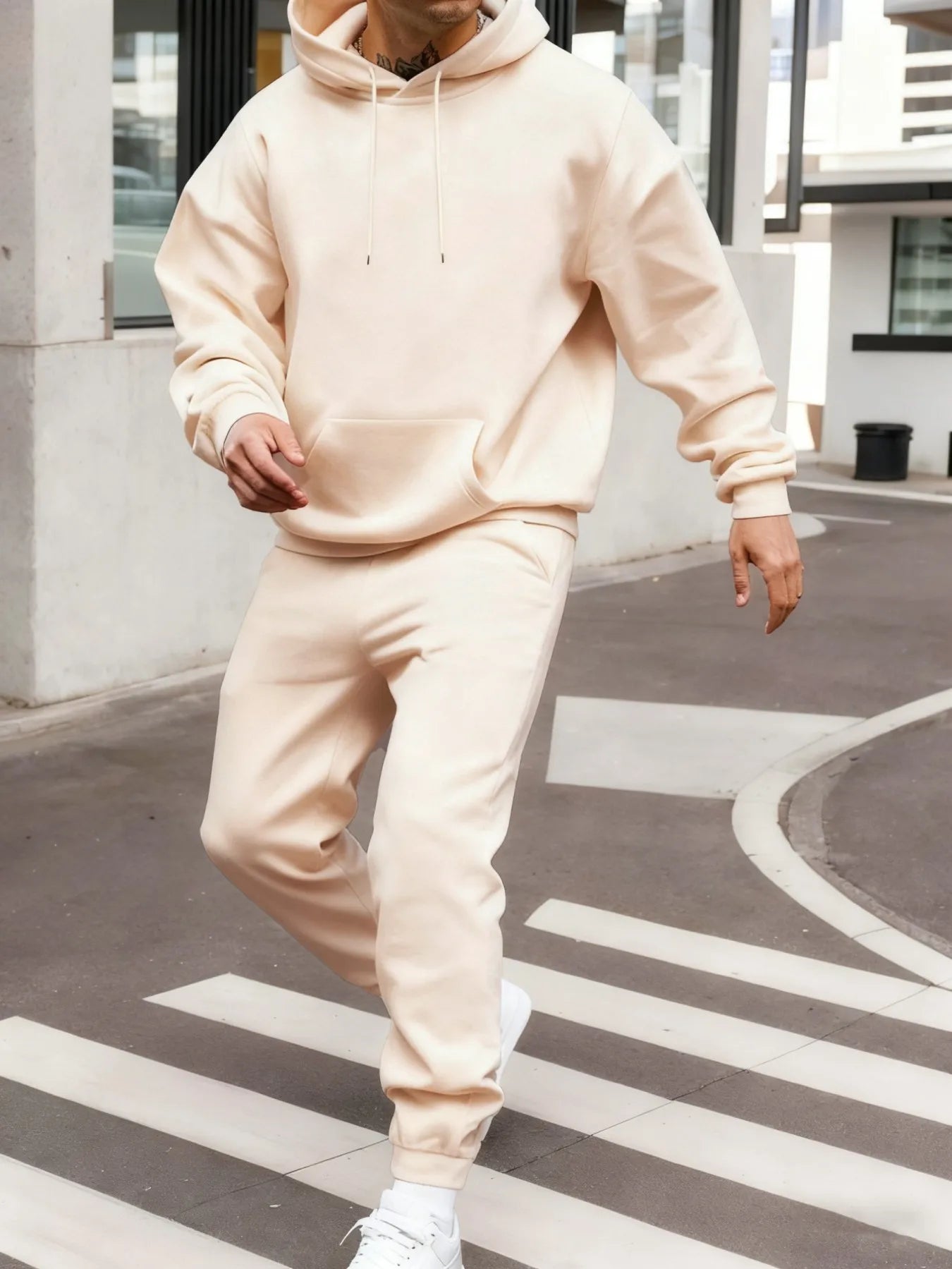 Ensemble sweat à capuche pour homme d'hiver, ensemble deux pièces longue, couleur unie, vêtements de rue, unisexe, costume à la mode, pantalon de survêtement de sport décontracté