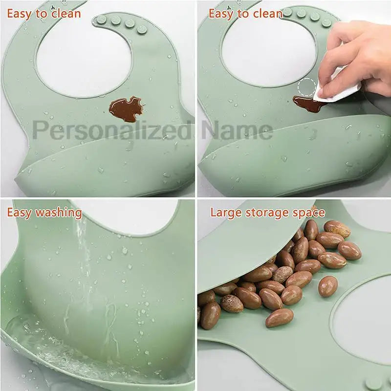 Bavoir en Silicone pour bébé et enfant en bas âge, imperméable, souple, avec poche de chargement, pour garçons et filles, Logo personnalisé gratuit
