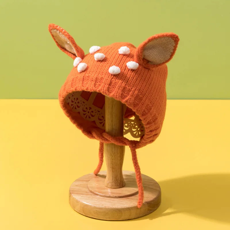 Bonnet de protection des oreilles Elk Cartoon pour enfants, bonnet de Noël pour enfants, cache-oreilles chauds pour nouveau-né, joli cadeau pour bébé, hiver