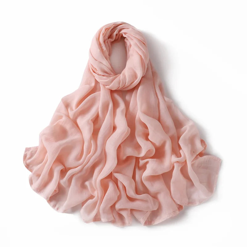 Ramadan Solid Color Plus Size Cotton Rayon Hijab Scarf Women's Muslim Headscarf Wraps Shawls Muslim Women's Headband Islamic Turban