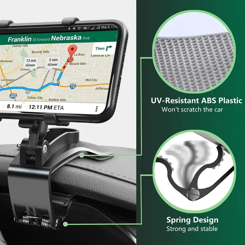 Support de téléphone de voiture rotatif à 360 degrés, Support GPS universel, Clip de tableau de bord, Support de téléphone portable de voiture dans la voiture pour iPhone