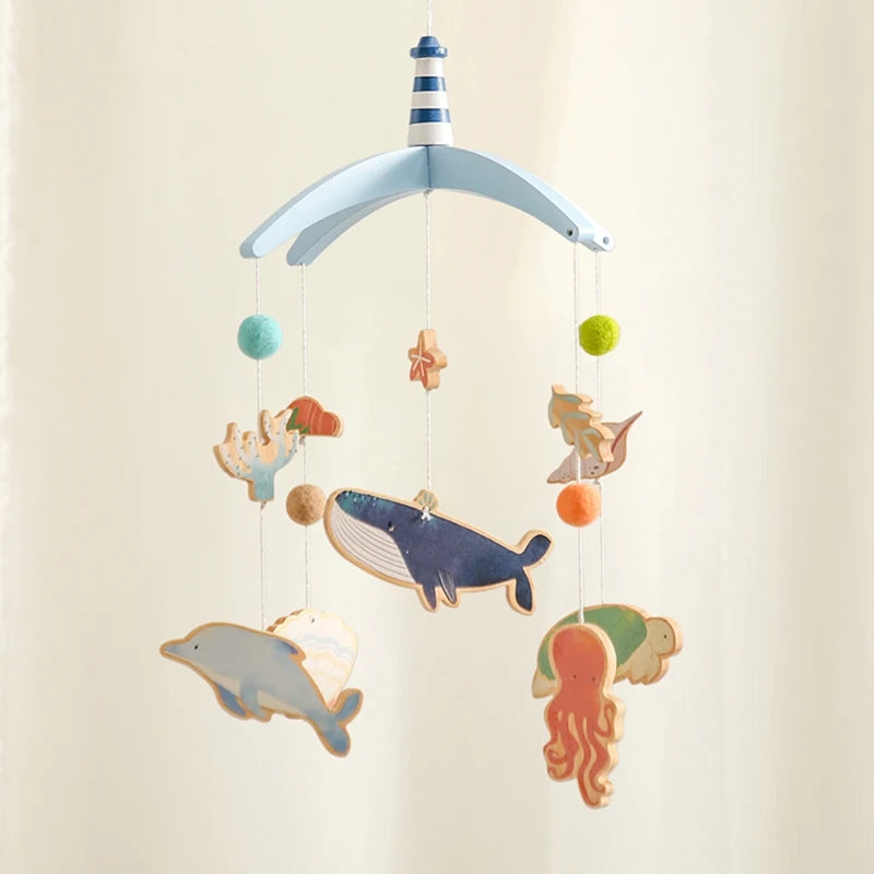 Hochets pour nouveau-né de 0 à 12 mois, jouets en feutre doux, cloche de lit de baleine, berceau Mobile suspendu, carrousel Musical, jouet pour garçons et filles, cadeau