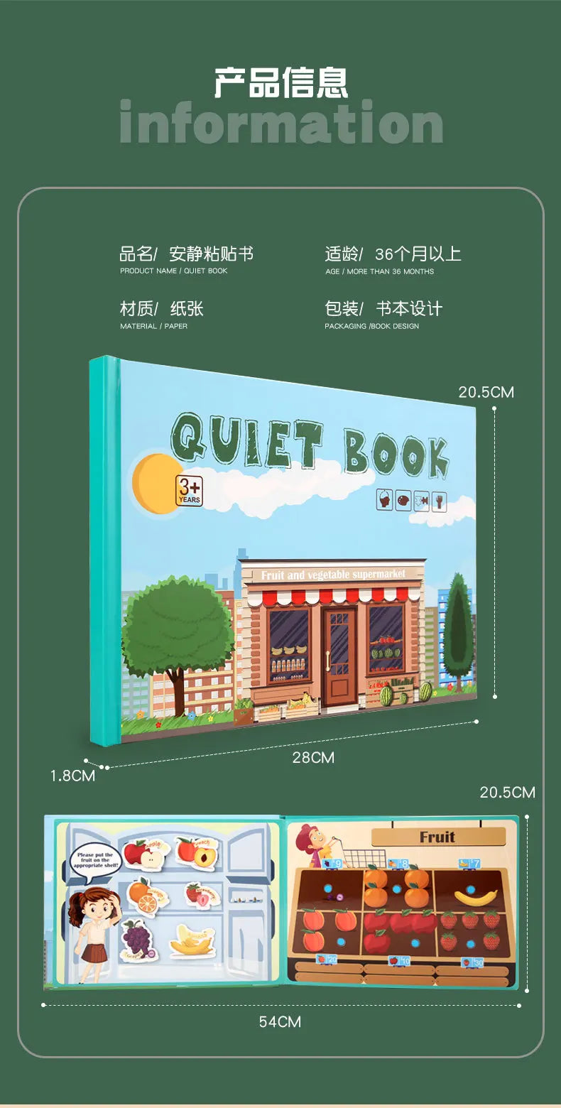 Livre occupé Montessori pour enfants en bas âge, jouets éducatifs pour bébés, livre silencieux, chiffres d'animaux, puzzle assorti