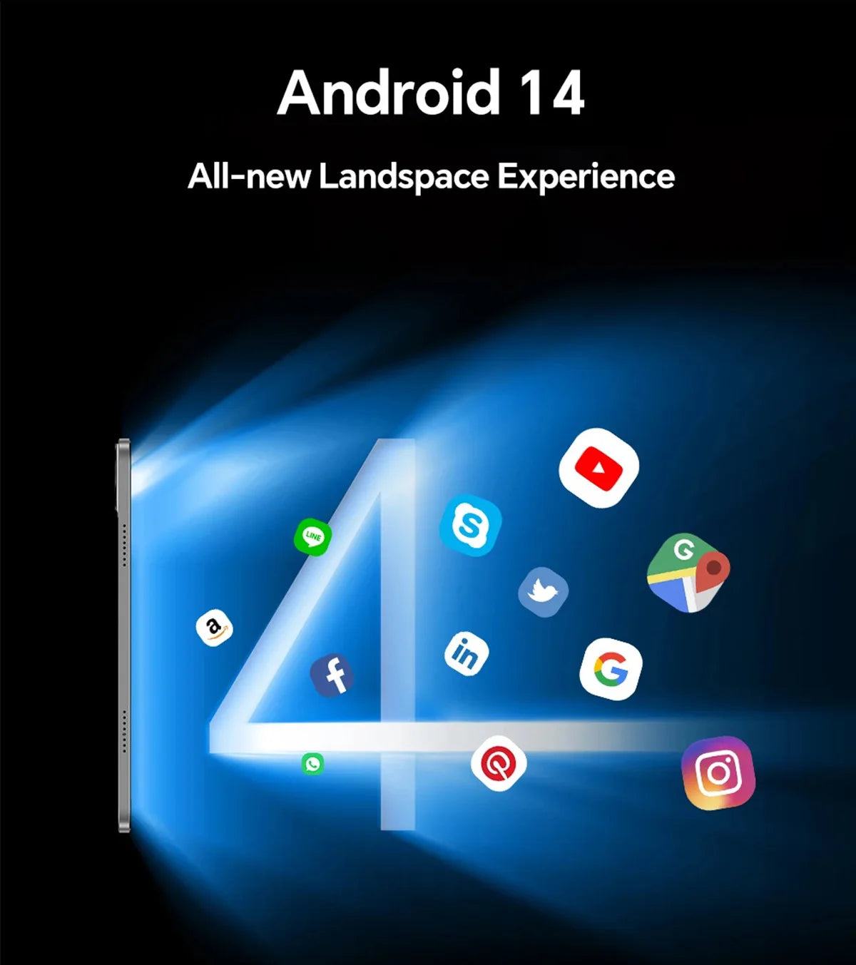 2025 Version mondiale Super grand écran 14 pouces tablette Android 14 4G appel téléphonique 16GB + 512GB tablettes 14 "GPS 5G WiFi FM 12000mAh