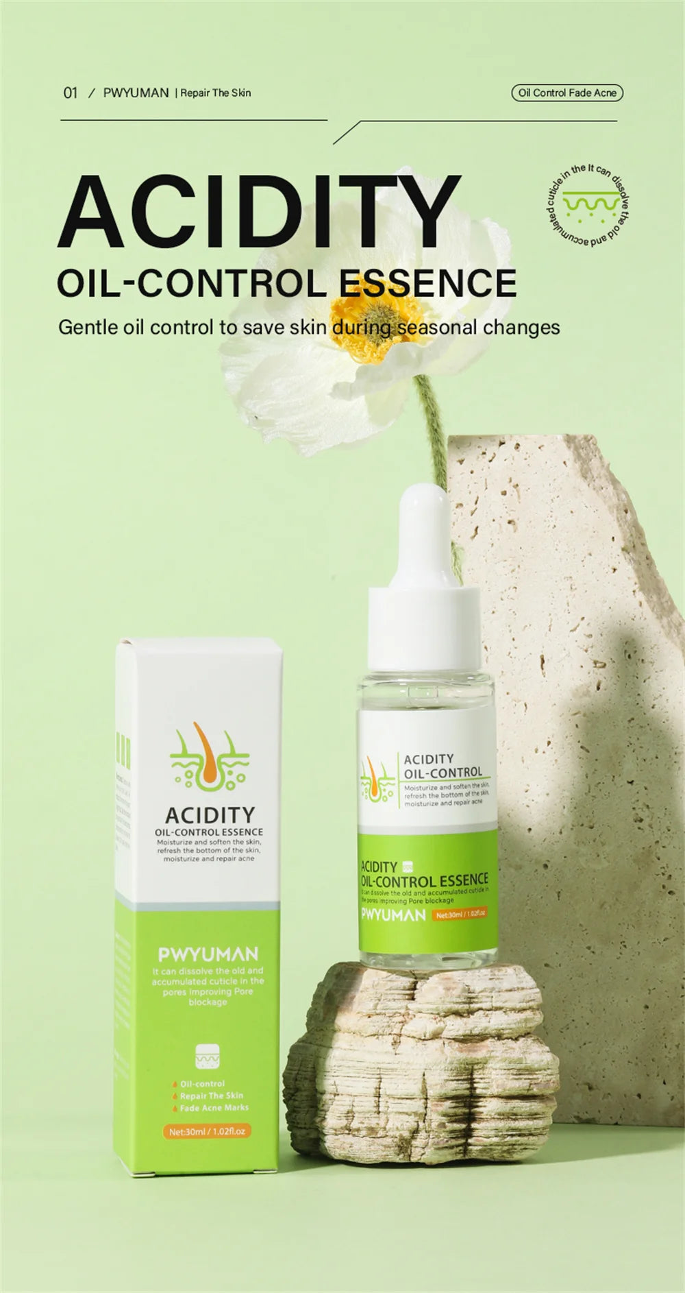 Sérum rétrécissement des pores à l'acide salicylique, élimination rapide des grands Pores, élimine les points noirs, l'acné, resserre la peau lisse, produit de soins coréen
