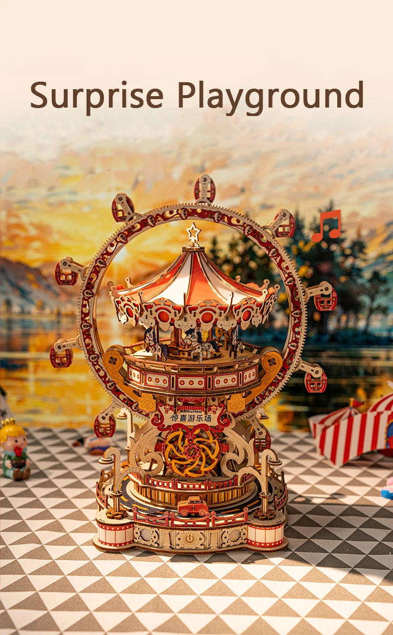 Nouveau bricolage 3D Puzzle en bois aire de jeux modèle Miniature Kits assemblage Puzzles peuvent tourner pour les amis cadeaux d'anniversaire