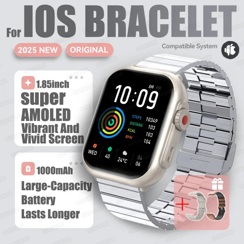 2025 nouvelle mode sport montre intelligente hommes femmes 1.85 pouces HD AMOLED plein écran tactile IP68 étanche Bluetooth appel montres intelligentes