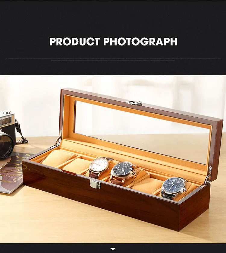 Boîtes à Montres en Bois Noir à 6 Fentes pour Homme, Présentoir de Magasin, Pratique, Rangement de Bijoux