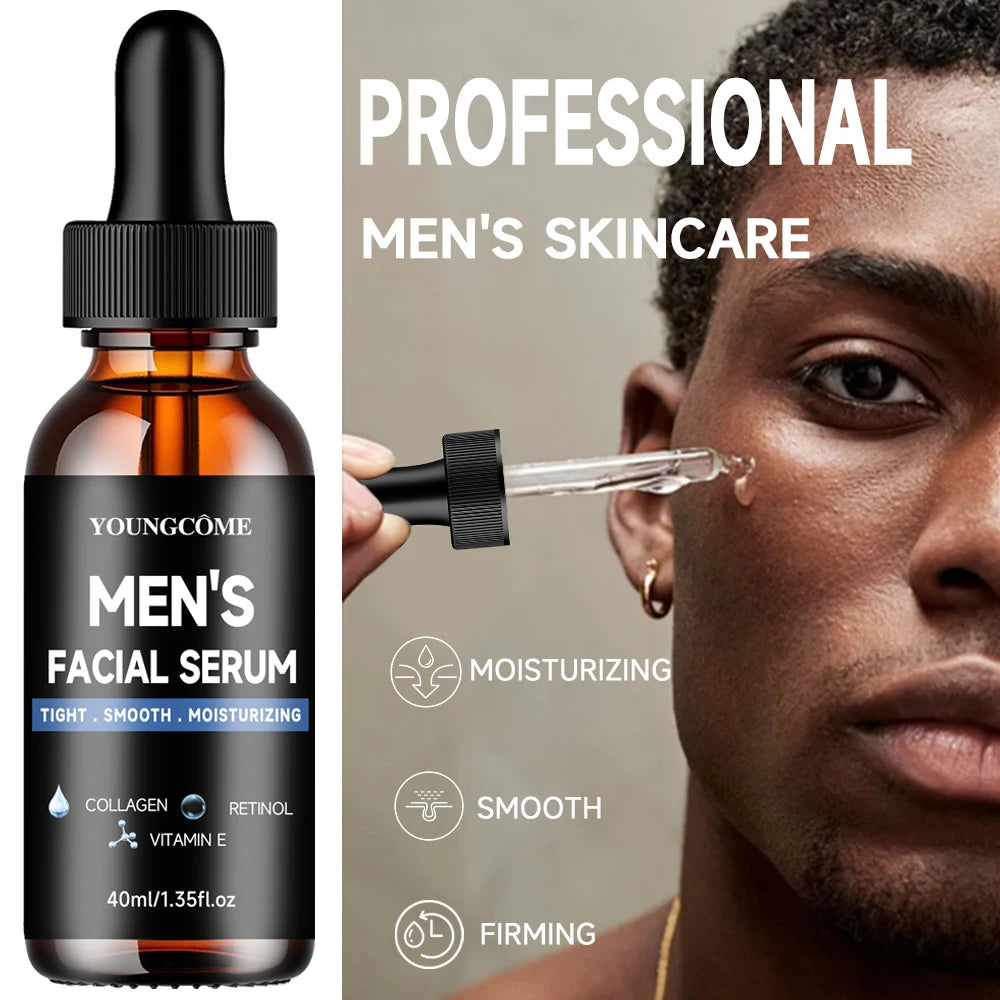 YOUNGCOME Ensemble de routine quotidienne pour homme avec sérum et hydratant avec collagène, rétinol et vitamine E pour tous types de peau