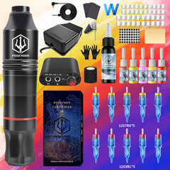 POSEIDON Kit de tatouage Kit de stylo de tatouage de haute qualité pour Kit de Machine de tatouage de maquillage Permanent 10 pièces Kit de pistolet de tatouage noir d'aiguille de tatouage