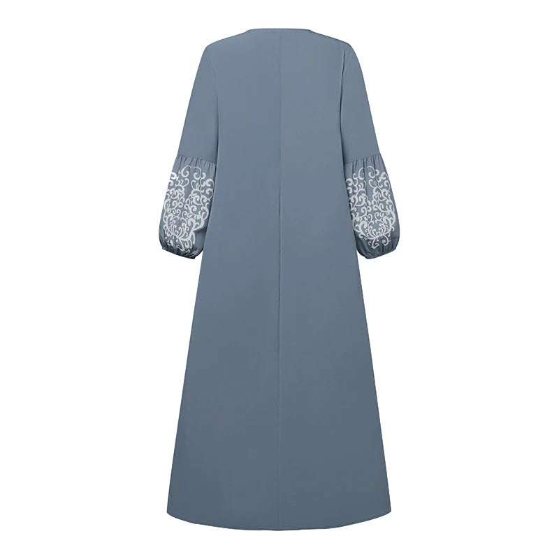 Muslim Hijab Dresses Abaya Eid Mubarek Long Dress 2025 ZANZEA Elegant Women's Long Sleeve Maxi Summer Dress Loose Kaftan Dresses