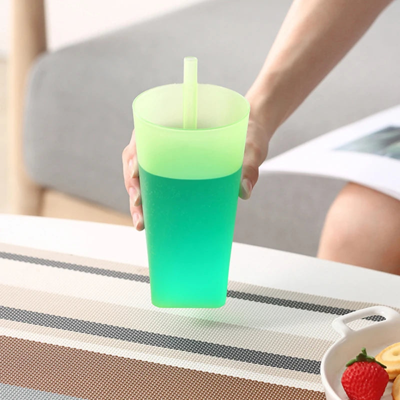 Tasse avec paille intégrée pour enfants, bouteille d'eau en plastique de qualité alimentaire