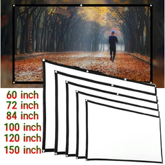 Écran de projection portable anti-lumière pour la maison et l'extérieur, rideau simple HD, cinéma maison de voyage, 60 pouces, 72 pouces, 84 pouces, 100 pouces, 120 pouces, 150 pouces