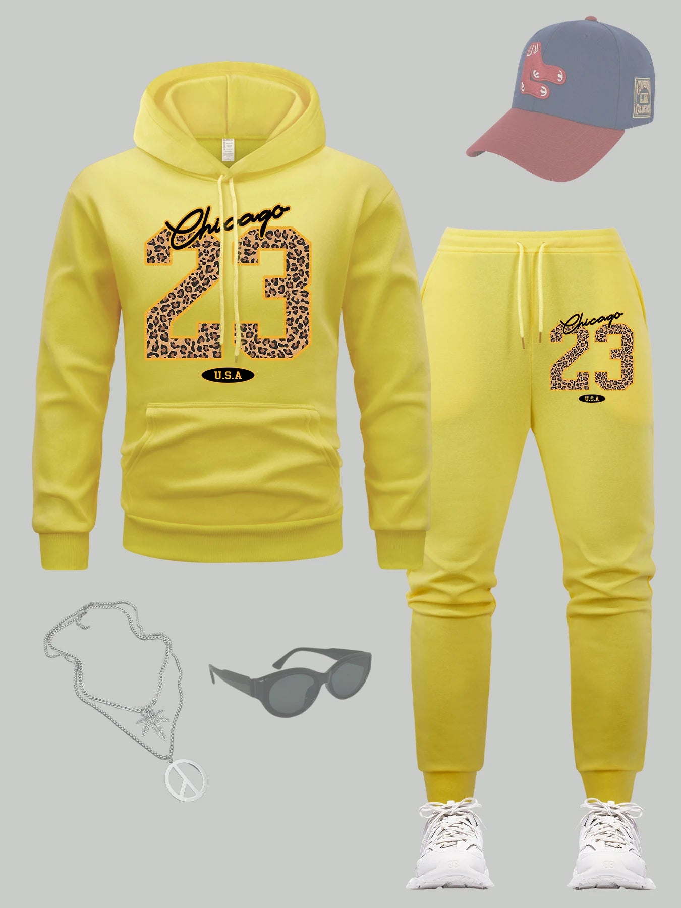 Chicago 23 Usa sweat à capuche imprimé ensemble hommes automne vêtements de sport décontractés ensembles polaire mode pull tout-Match Hip Hop mâle pantalons de survêtement