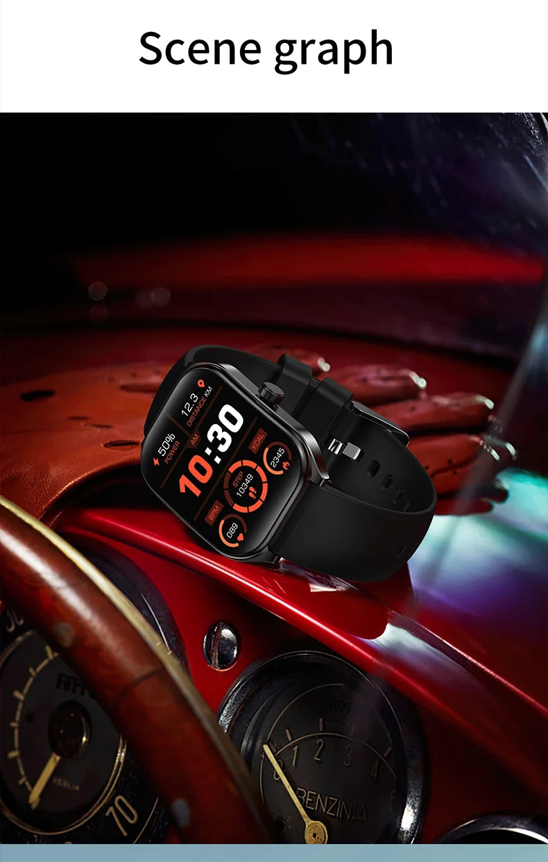 Montre intelligente 2.01 ''AMOLED écran incurvé IP68 étanche Bluetooth 5.3 appel AI Vioce Assistant Fitness Smartwatch pour hommes