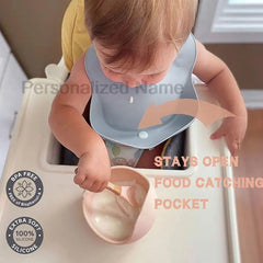 Bavoir en Silicone pour bébé et enfant en bas âge, imperméable, souple, avec poche de chargement, pour garçons et filles, Logo personnalisé gratuit
