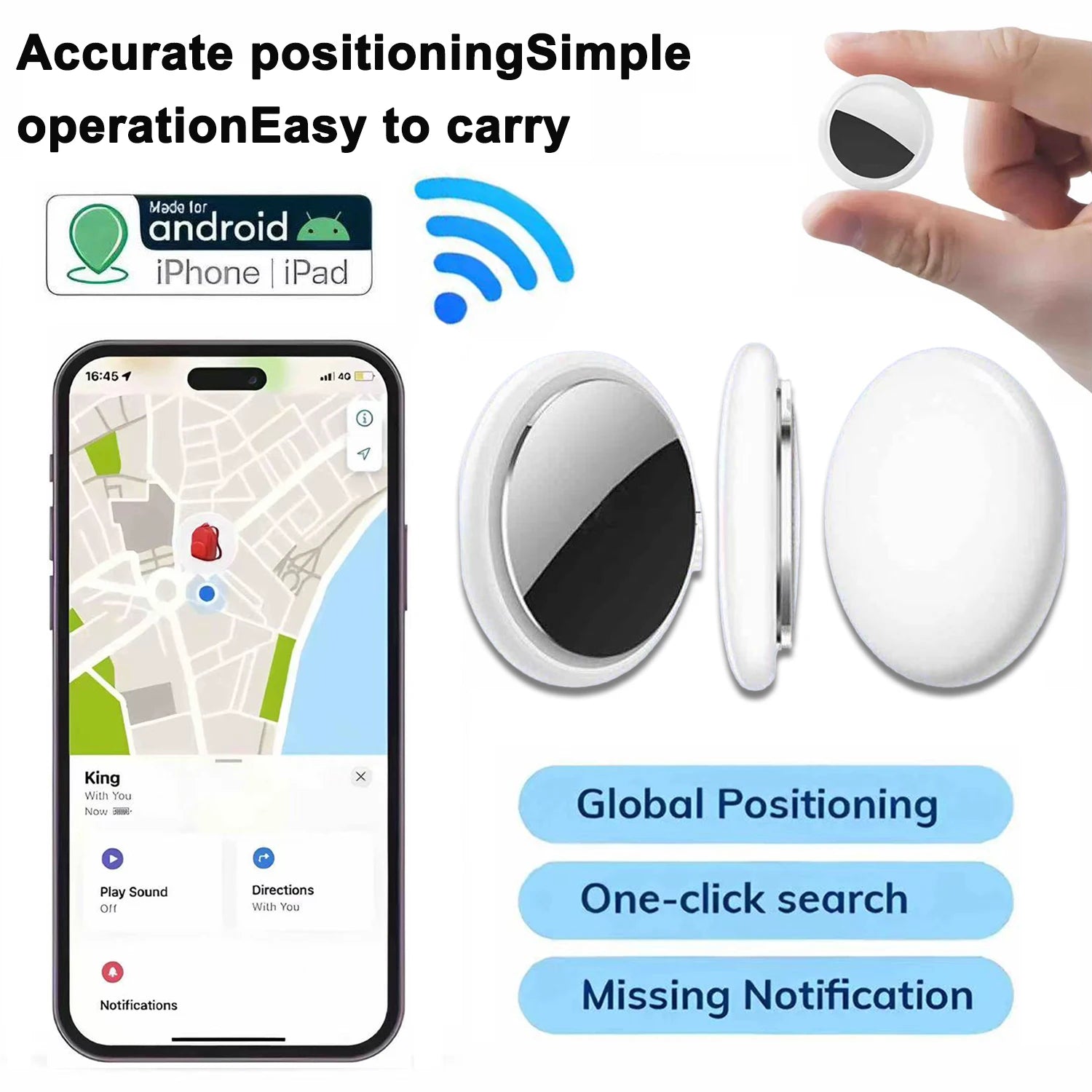 Localisateur intelligent de clé de traqueur de téléphone Airtag APP recherche avec alarme localisation en temps réel traqueur de positionnement pour enfants localisateur d'animaux de compagnie