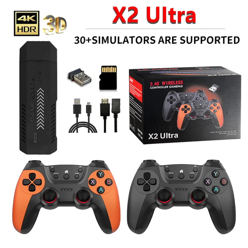 Console de jeu vidéo X2 Ultra, double manette sans fil, jeux rétro, cadeau de Noël, seulement 2.4G, 4K HD30000, 128G
