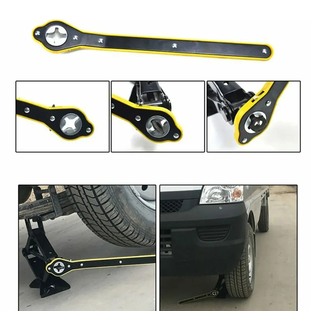 Clé à cliquet pour cric de voiture, ciseaux de voiture permettant d'économiser du travail, clé à cliquet pour pneu, clé à cosse de roue, outil de réparation manuel en acier à haute teneur en carbone