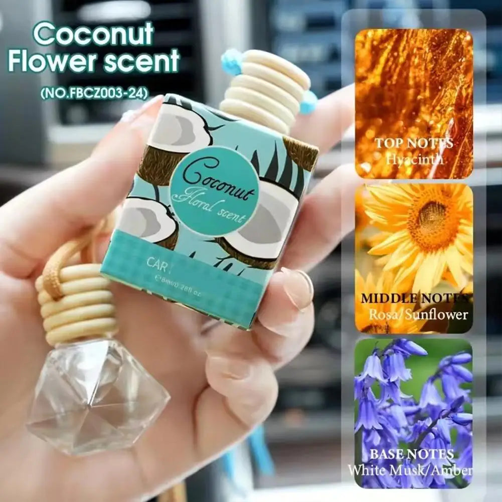 Diffuseur d'aromathérapie pour voiture, bouteille en verre suspendue, désodorisant automatique pour huiles essentielles, décor d'ornement de parfum de voiture naturel