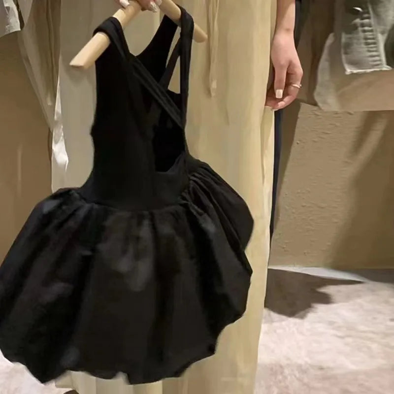 Robe à bretelles dos nu pour bébés filles, en coton, couleur unie, sans manches, ample, bourgeon de fleur, pour enfants de 2 à 8 ans