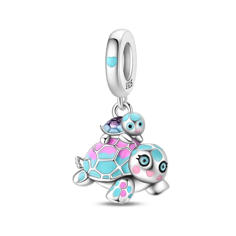 Pendentif de Collection d'écologie marine en argent Sterling 925, mignon, méduse, hippocampe, baleine et tortue, bijoux fins, cadeau de fête sur la plage
