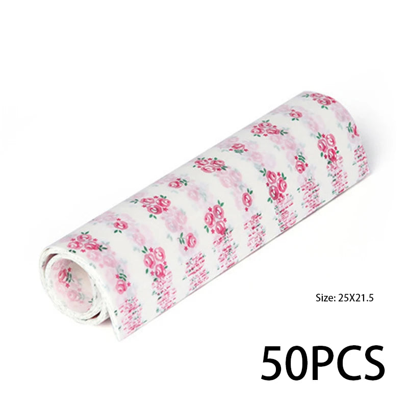 Papier ciré de qualité alimentaire, 50 pièces/lot, papier de graisse, emballages alimentaires, papier d'emballage pour pain, Sandwich, hamburger, frites, papier huilé, outils de cuisson