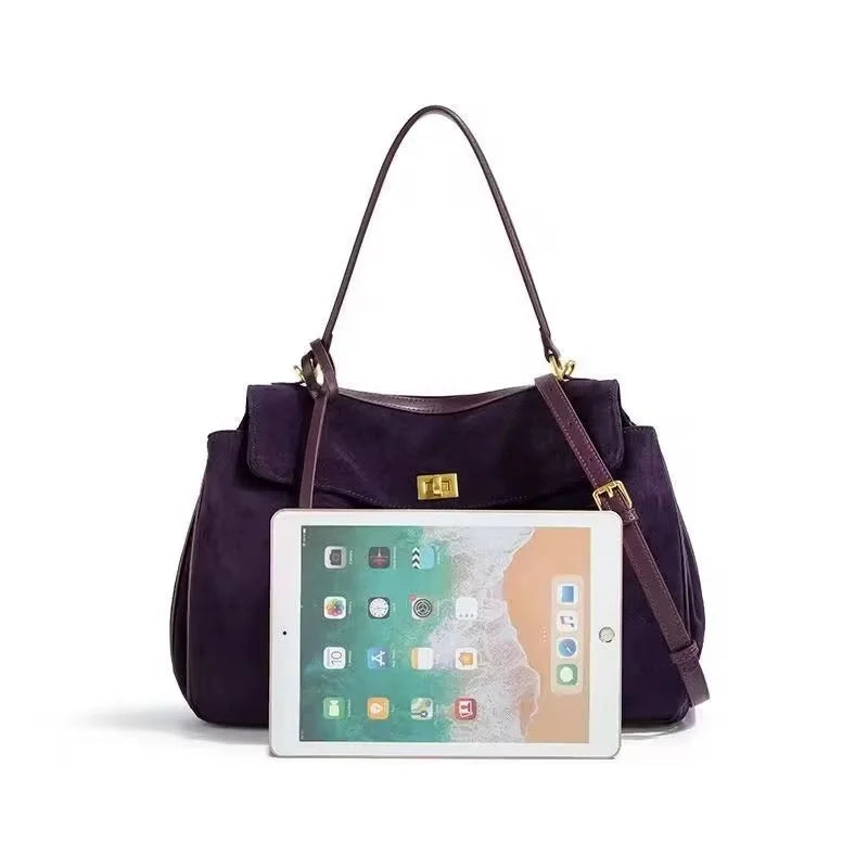 Sac à main de luxe pour femmes, café violet, marque avancée, Simple, fourre-tout en daim givré, sac à bandoulière de voyage pour banlieue