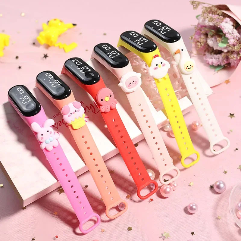 Montre numérique en silicone pour enfants, montres de sport pour enfants, montres électroniques pour filles, montre-bracelet de dessin animé LED, mode