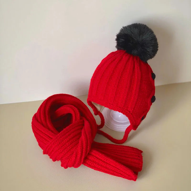 Coréen enfants écharpe chapeau ensembles automne hiver bébé chaud laine tricoté oreille Protection casquette enfant en bas âge garçons filles cou écharpe de noël