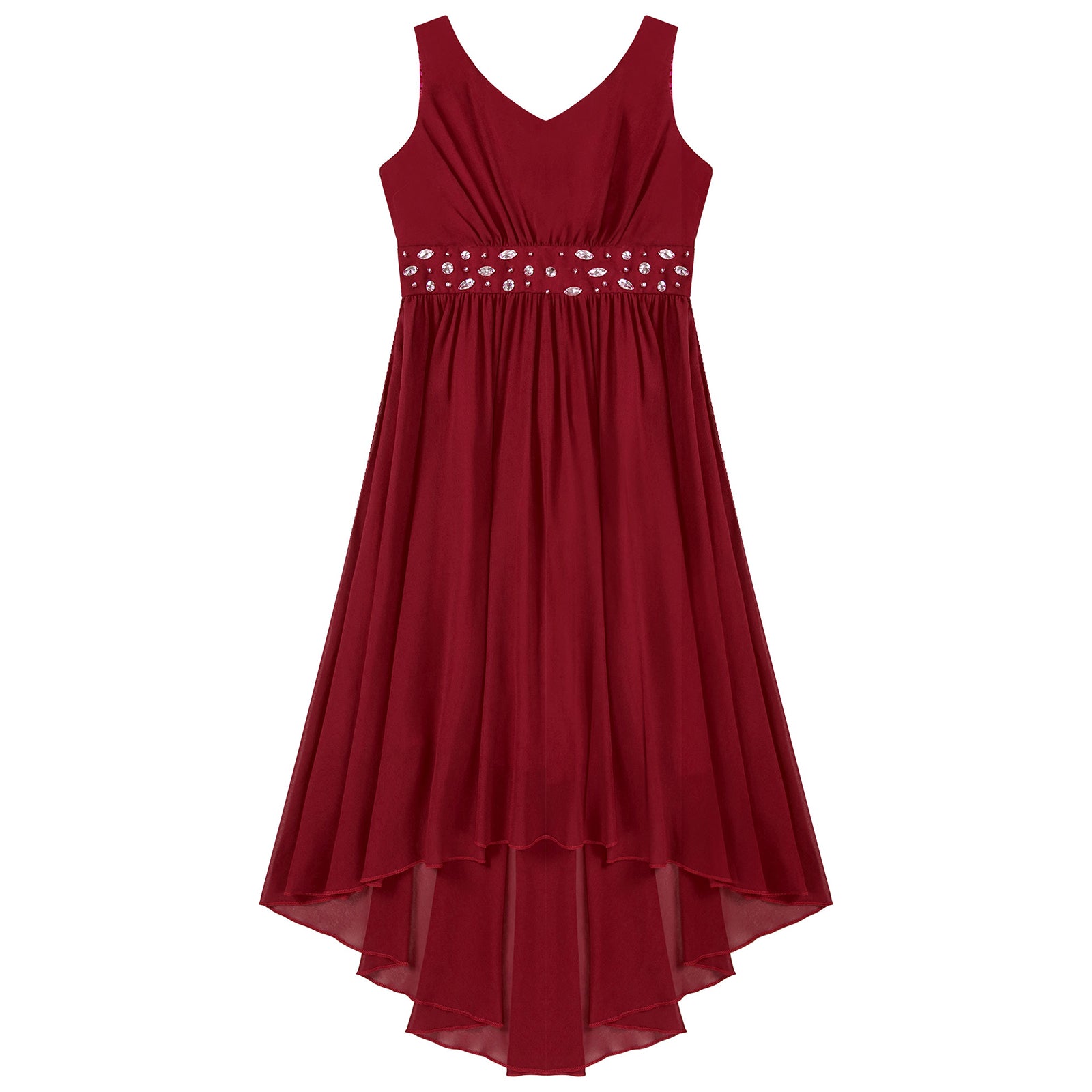 Robe perlée pour filles, élégante, brillante, rose, pour adolescentes, pour cérémonie de première Communion, ourlet Hi-Lo, fleur de demoiselle d'honneur
