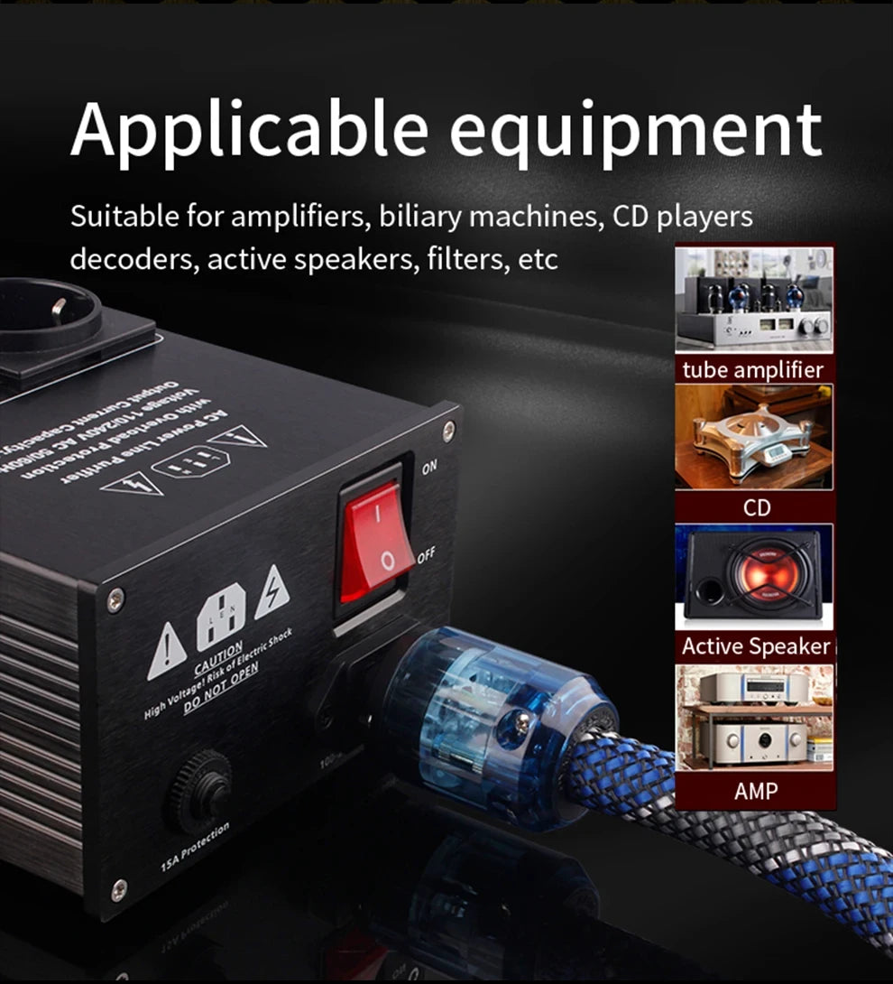 YYAUDIO Câble d'alimentation Câble audio HiFi OCC EU/US Vseries Connecteur Amplificateur, Filtre 1 m 1,5 m