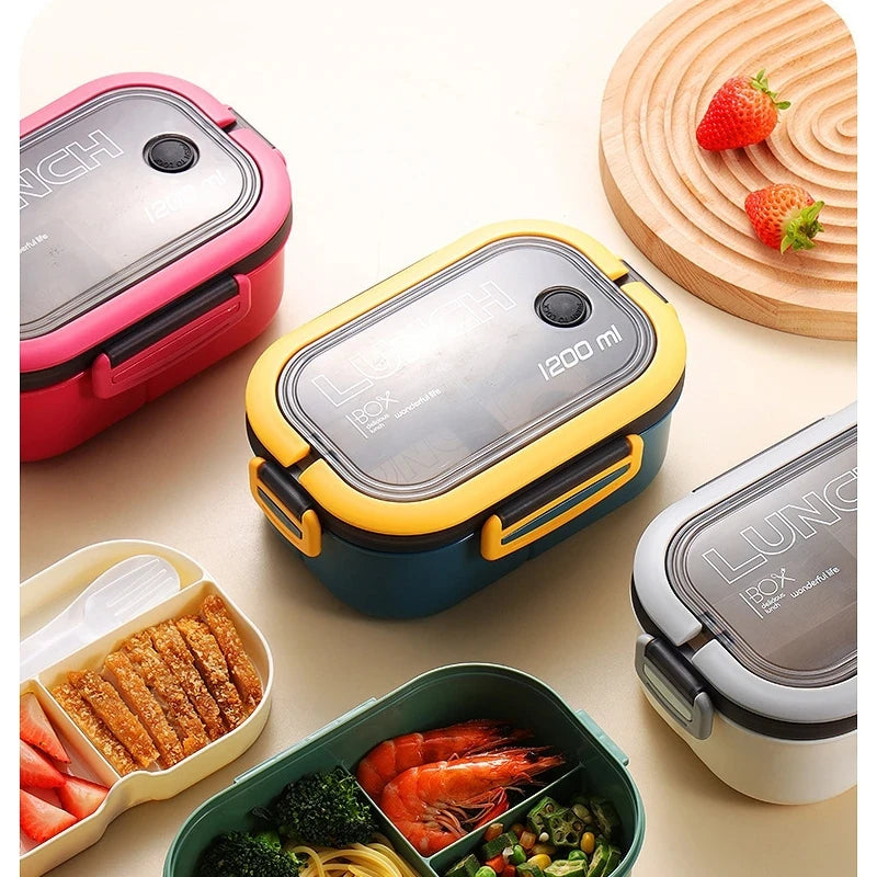 Boîte à déjeuner mignonne pour enfants, compartiments pour micro-ondes, Bento, école, Camping en plein air, pique-nique, récipient alimentaire Portable