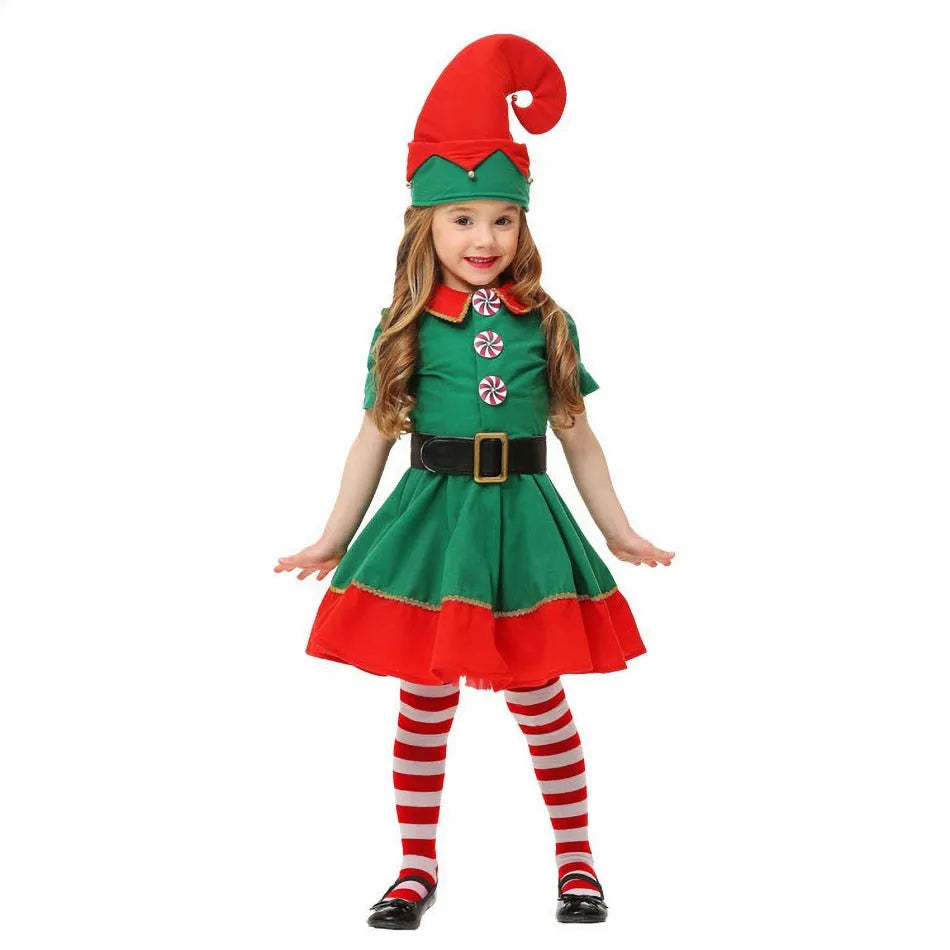 Ensemble de vêtements de Noël pour enfants et adultes, chapeau en Y, ceinture, vêtements de Noël pour enfants, tenue d'anniversaire pour bébé garçon et fille, costume d'elfes