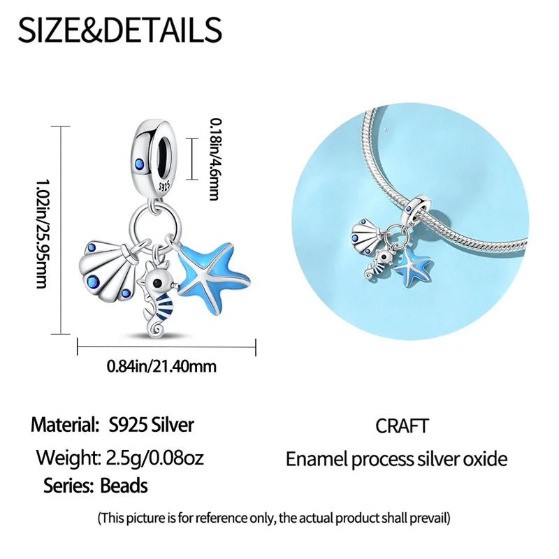 Pendentif de Collection d'écologie marine en argent Sterling 925, mignon, méduse, hippocampe, baleine et tortue, bijoux fins, cadeau de fête sur la plage