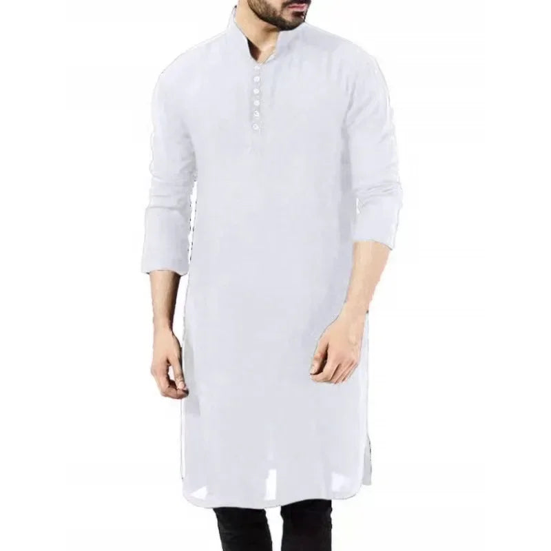 Abaya-Robe à manches longues pour hommes, chemise islamique, caftan élégant, pakistanais, vêtements indiens, Eid musulman, S-5XL