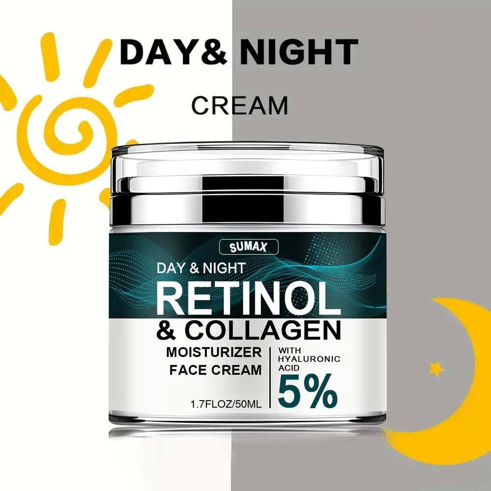 Crème pour le visage au rétinol, hydratante, raffermissante, éclaircissante, au collagène, à l'acide hyaluronique, produits de soins pour la peau, 50ML