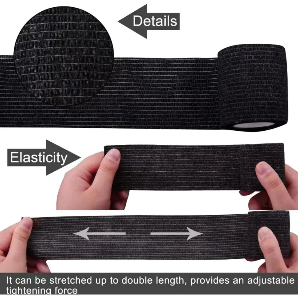 Bandages auto-adhésifs noirs, 10/20 pièces, élasticité cohésive, respirants, imperméables, bande de sport, poignet, cheville, premiers secours
